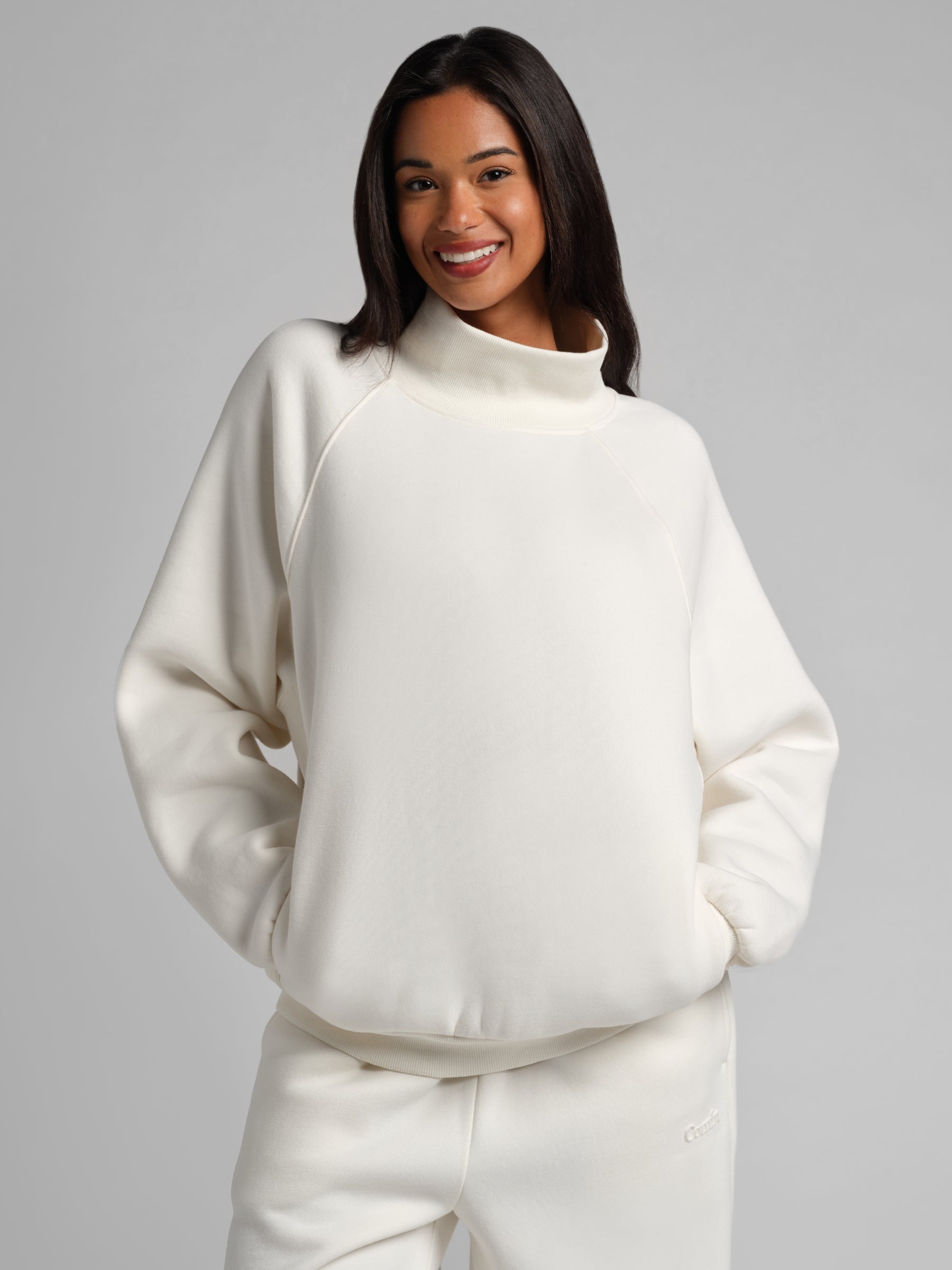 Sudadera Básica con Cuello Mock