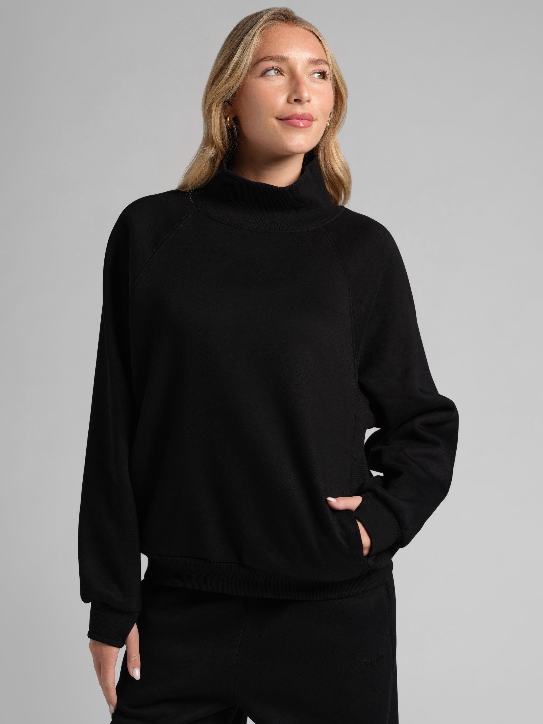 Sudadera Básica con Cuello Mock