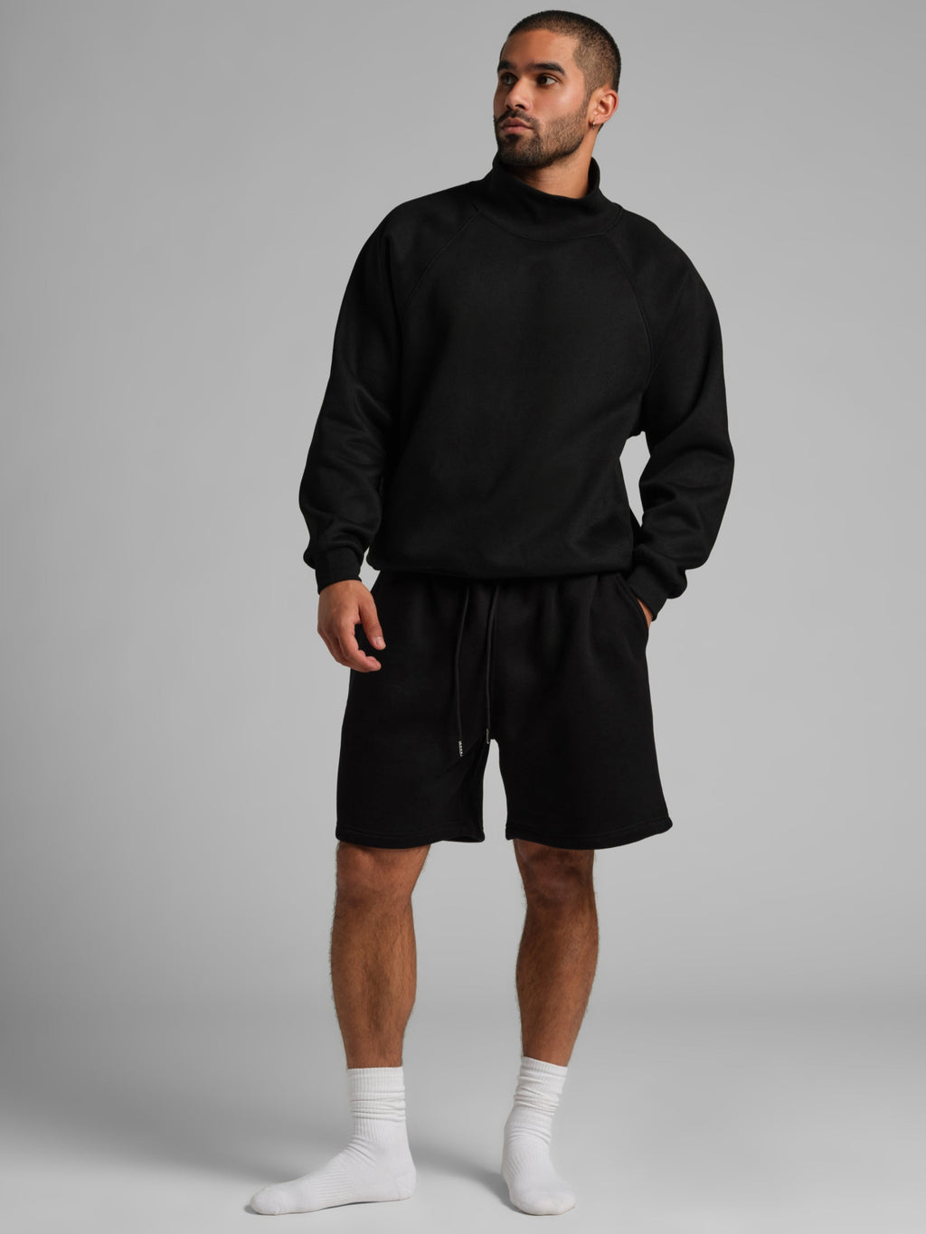 Sudadera Básica con Cuello Mock