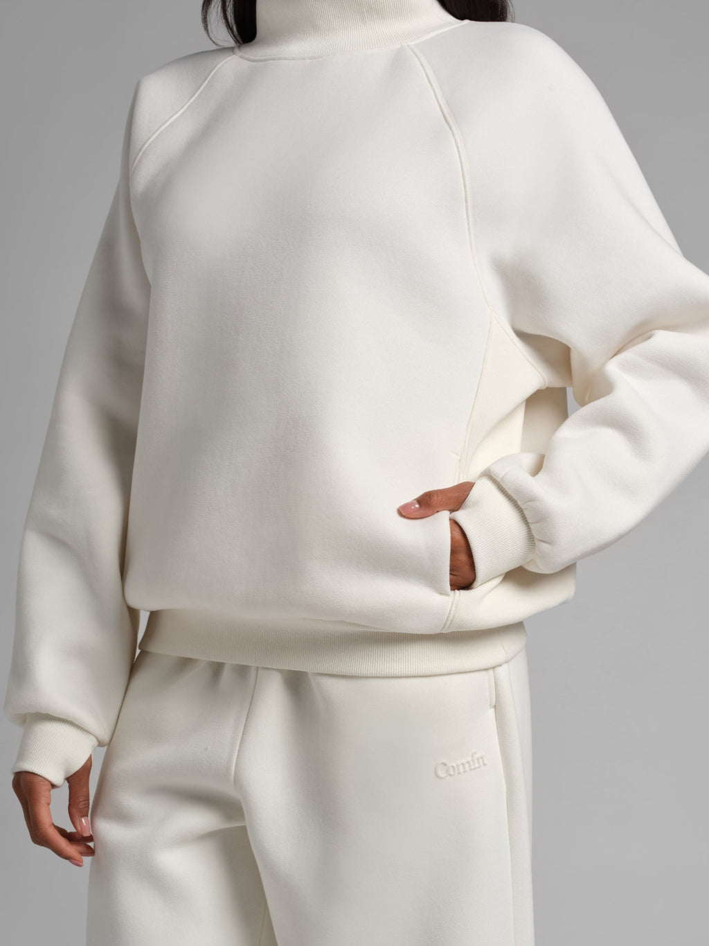 Sudadera Básica con Cuello Mock