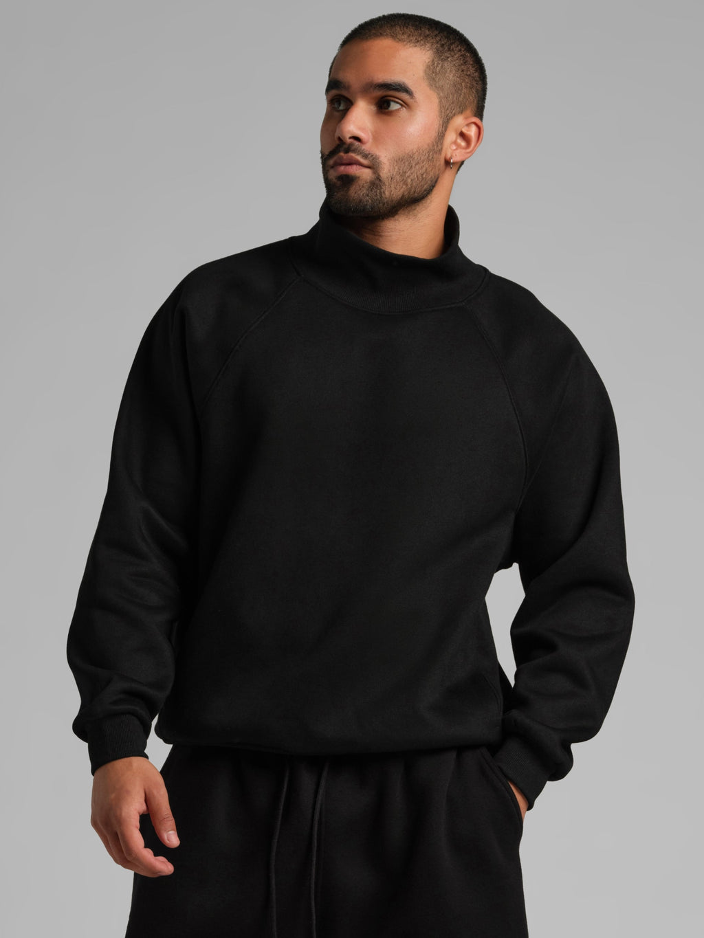 Sudadera Básica con Cuello Mock