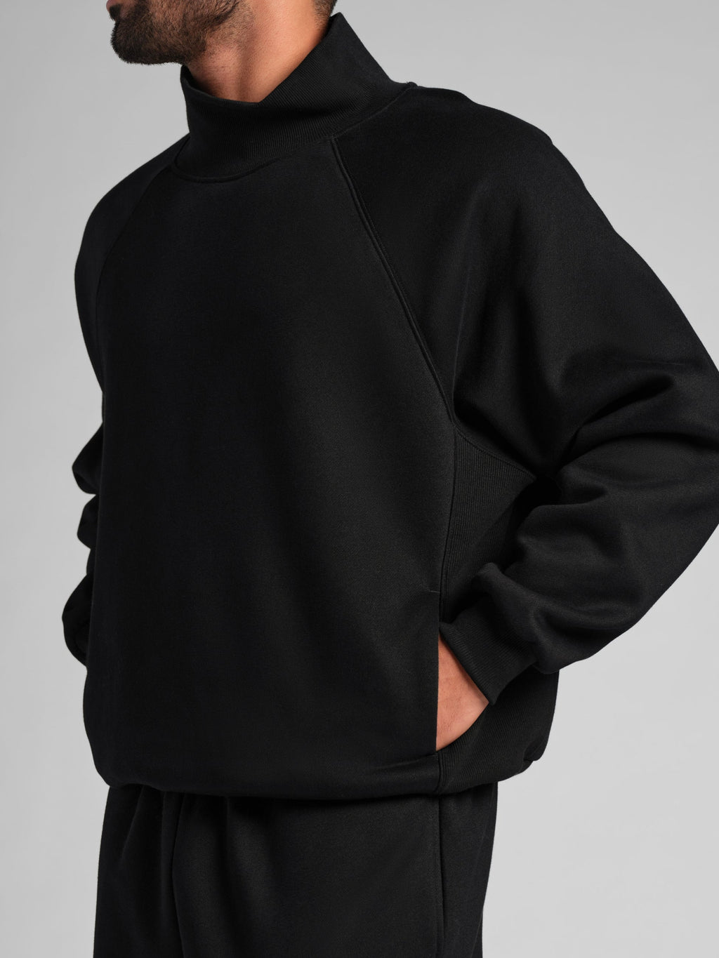 Sudadera Básica con Cuello Mock