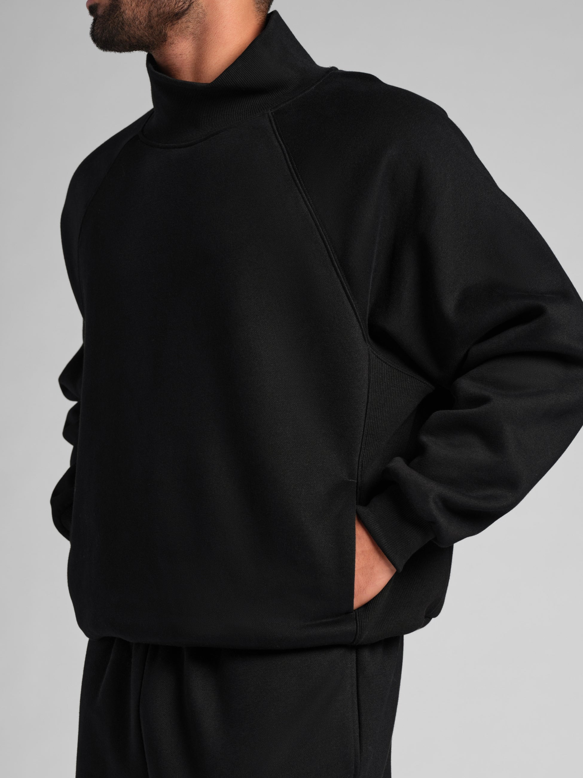 Sudadera Básica con Cuello Mock